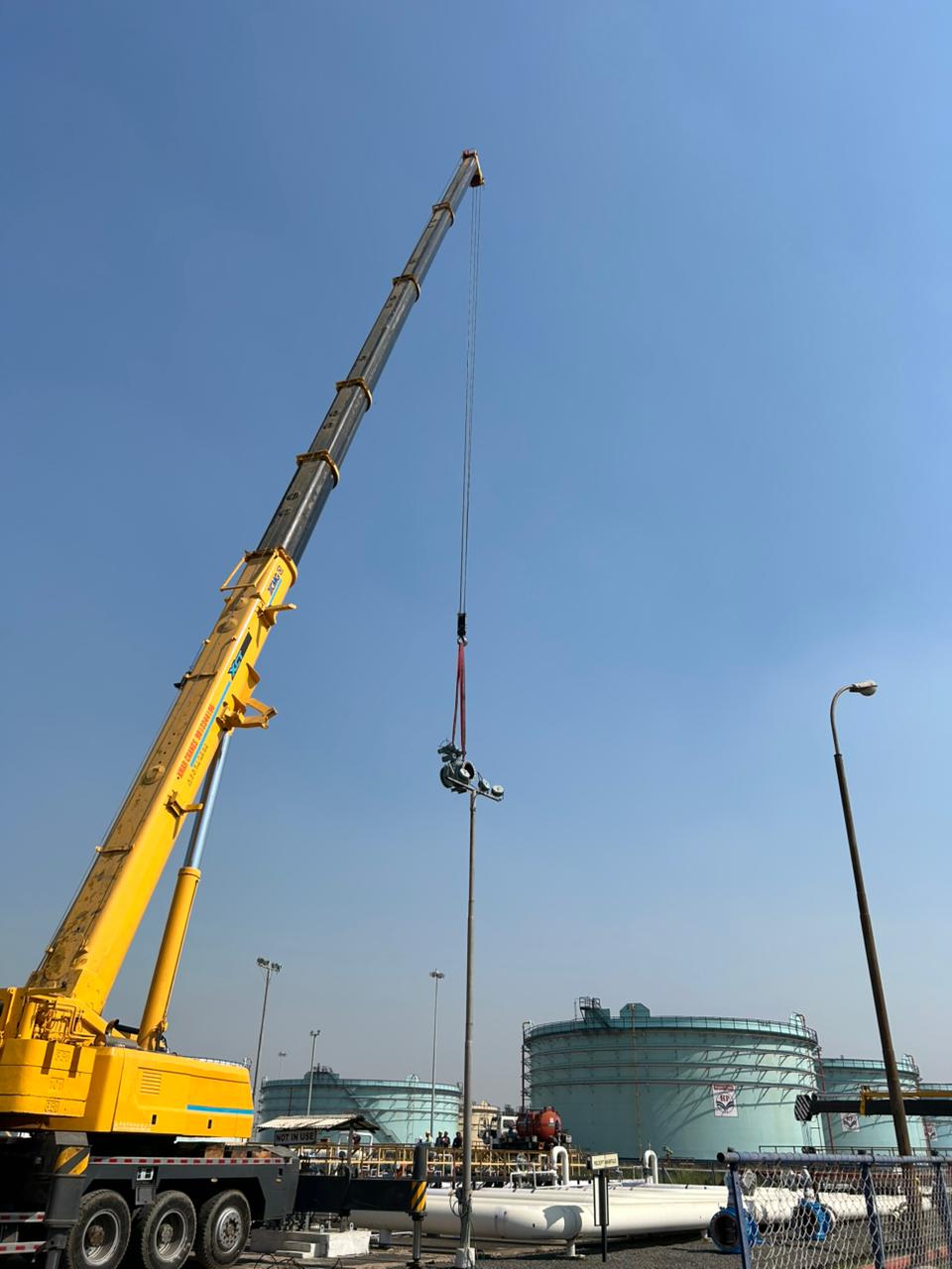 crane working in refinery